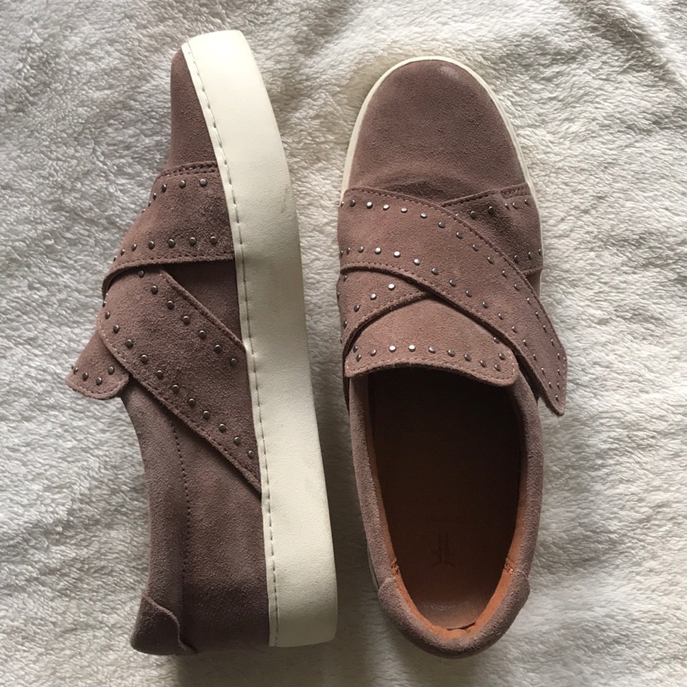 Frye slip on with Velcro and studs